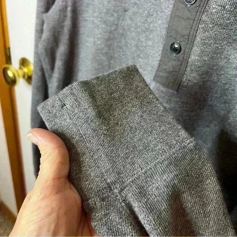 Banana Republic 1/4 Button‎ Henley Long Sleeve Shirt Men Medium Gray Casual Work